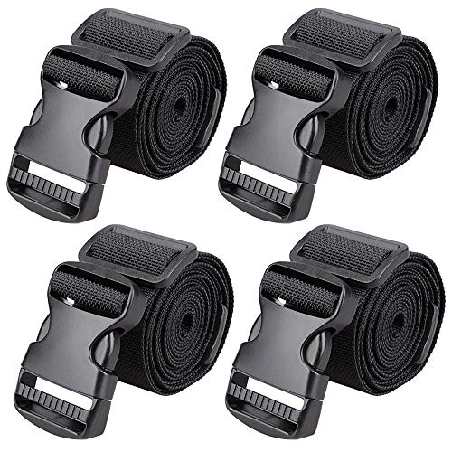 MAGARROW 65" 1.5" Utility Straps with Buckle Adjustable, 4-Pack (Black) - color: Black, size: 1.5 in x 5.4 ft