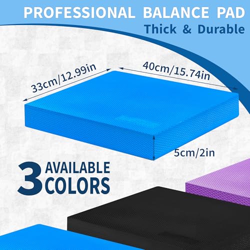 Professional Foam Balance Pad, Large Balance Pads for Physical Therapy, Foam Balance Board for Rehabilitation Stability Workout Knee and Ankle Exercise Strength Training - color: Blue, size: L(15.7x12.99x2in)