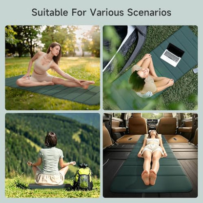 12-Fold POE Yoga Mat 75x26x0.4 Inches | Non-Slip, Compact, Workout-Friendly for Yoga, Pilates, Strength Training & Meditation - color: Dark green+Dark grey