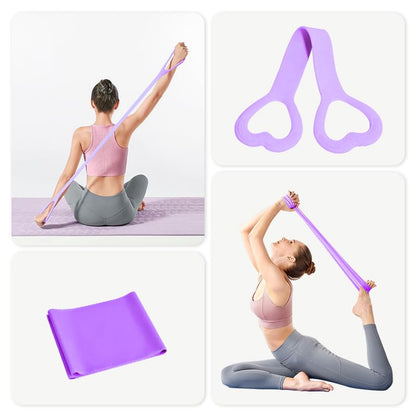 Home Pilates Essentials Kit for Women, with 5 Resistance Bands - Magic Circle Pilates Kit for Home Toning, Includes Yoga Ball, Stretch Strap & Gym Bag (13-Piece Complete Starter Set) - color: Purple