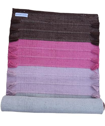 Jaipur art & Rugs Cotton Yoga Mat - Eco-Friendly Hand-Woven Rug - Non Slip & Thick (24”x72”x5mm) for Everyday Fitness at Home - Comfortable Extra-Long - color: Multicolor 10