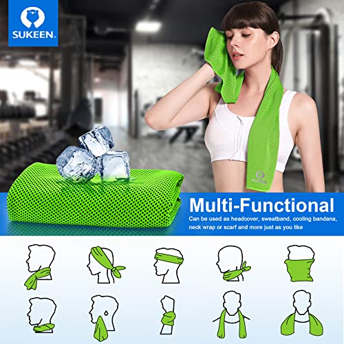 Sukeen 4 Pack Cooling Towels (40"x 12"), Cooling Neck Wraps, Soft Ice Towel - color: Dark Blue/Green/Black/Pink