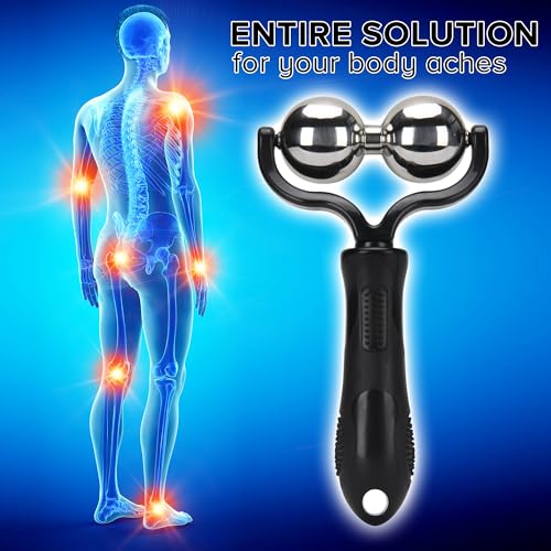 Nobility Massage Ball Roller– Ice Cold and Hot for Deep Tissue and Sore Muscle Relief of Stiffness and Stress, Body, Neck, Back, Foot, Plantar Double Black - color: Black