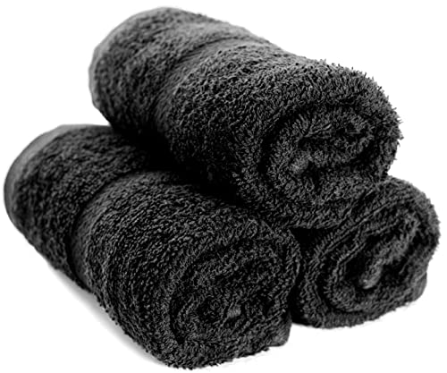 SIMPLI-MAGIC 79178 Cotton Hand Towels, 16"x27", Black, Not Bleach Proof, 12 Count - color: Charcoal, size: 16 in x 27 in