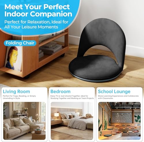 2Pcs Floor Chair with Adjustable Back Support for Kids and Adults - color: Black-2 Pcs