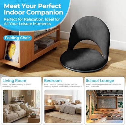 2Pcs Floor Chair with Adjustable Back Support for Kids and Adults - color: Black-2 Pcs