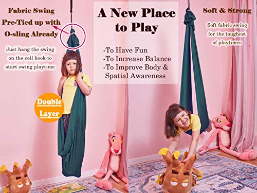 Sensory Swing for Kids with 360° Swivel Hook, Saggy-Resistant Double-Layer Fabric Indoor/Outdoor Cocoon Therapy Swing for Autism, Yoga & Play
