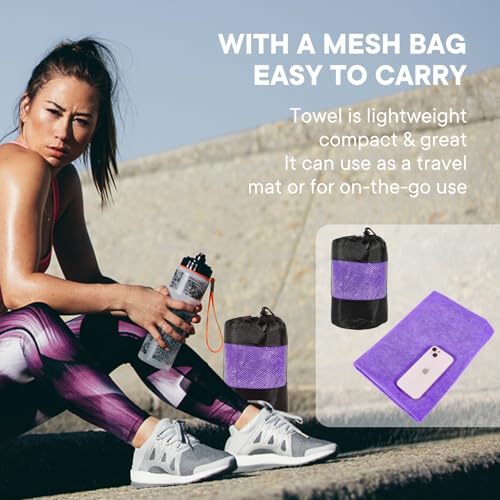 Hot Yoga Towel with Grip Dot, Non Slip Sweat Absorbent Microfiber Yoga Mat Towels for Hot Yoga, Pilates, Fitness and Workout 72inch x 24inch - color: Puprle