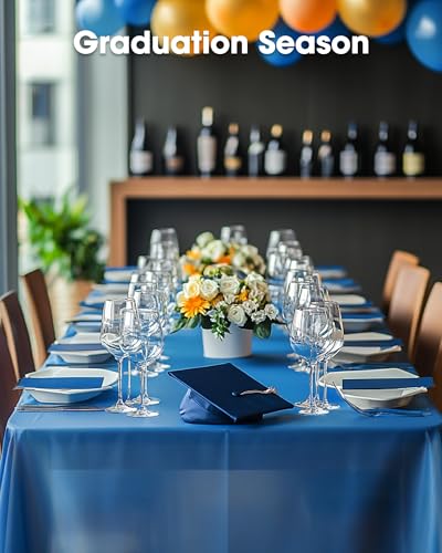 Pureegg Plastic Table Cloth Disposable 8 Pack 54 x 108 Inch, Blue | Graduation Party, Class of 2026, Leakproof & Sturdy, Blue, Tablecloth, Table Cover - color: Blue, size: 54" X 108" Rectangle