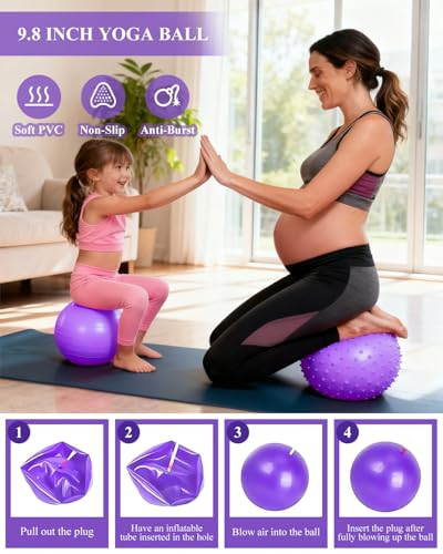 Pilates Essentials Kit for Women, Yoga Starter Set for Home Workouts with Pilates Ring and Yoga Ball Set, 3 Resistance Bands, Storage Bag, Full Pilates Set for Toning Arms, Thighs & Core