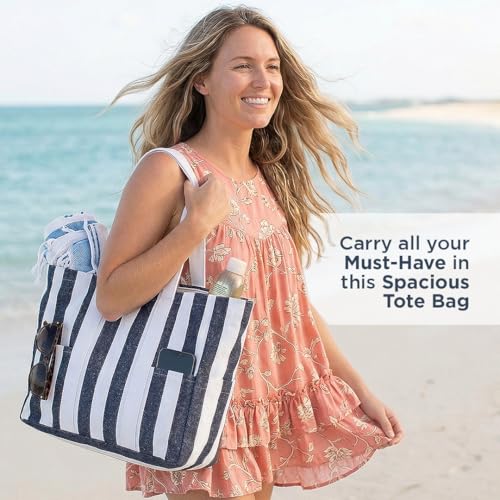 Folkulture Beach Tote Bags For Women, Beach Must Haves 2026-18x15 Inch | Waterproof,Sandproof, Large Tote Bags for Women, Swimming Pool, Beach Essentials, Simple Modern Pool Bag, Bolsos Para Mujeres - color: Dark Blue