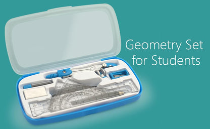 Akuoly Drafting Compass Kit School Supply Set Featuring Geometry Compass, Protractor, Set Squares, and Ruler – for School Grade Boy snd Girl with Every Piece Compact in Carrying Case, Classic Blue