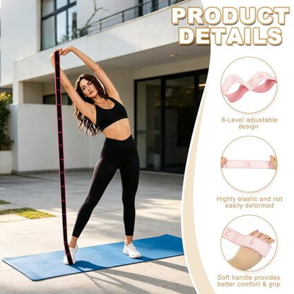 Fitness Resistance Bands, Section Number Stretch Resistance Band | Elastic Stretch Strap with Handles - color: Light Pink