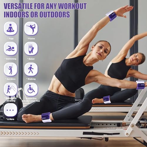 Ankle Wrist Weights for Women 2lbs/4lbs Pairs Adjustable Silicone Weights - color: Gradient Purple, size: 2 lbs Pair (1 lb Each)