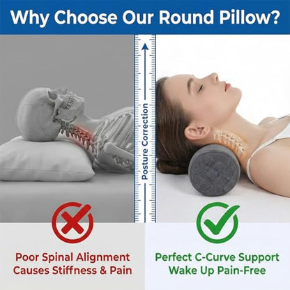 3.9" Small Neck Roll Memory Foam Pillow Cylinder,Detachable Cover - color: Gray, size: Medium - 3.9" H