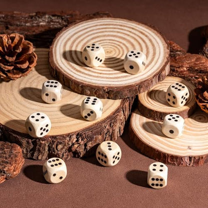 10PCS 16mm D6 Dice Set Wooden 6 Sided Dice for DND RPG Board Games - color: D6-black P