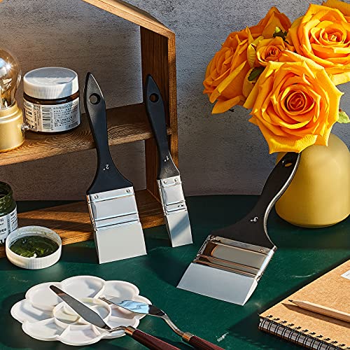 5 Pieces Silicone Paint Brush Set for Craft Color Shaper Tool Silicone Brushes Pointed Edged Solid Flat Flexible Acrylic and Water Based Painting Tool, 1 ", 1.5 ", 2 ", 2.5 ", 3 "