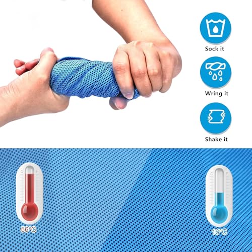 4 Packs Cooling Towels (40x12 Inch), Cooling Towels for Neck and Face, Stay Cool in Hot Weather for Sports, Gym, Yoga, Golf, Fitness, Running, Camping & Travel - color: 2 Packs Black/ 2 Packs Blue