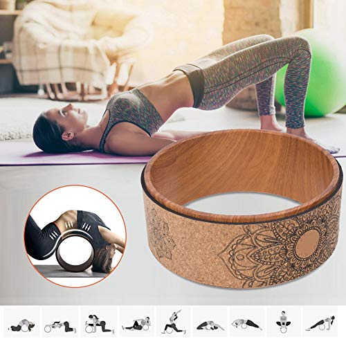 Cryfokt Yoga Wheel, High Density PU Roller for Back Pain Relief | Flexible & Tear-Resistant, Stretching & Flexibility Aid, Premium Quality Roller for Aches & Tension - color: Wood grain inner ring