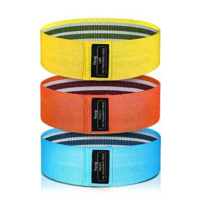 Bundle Set of 8 Resistance Bands for Workout, 5 Latex Exercise Bands and 3 Fabric Booty Bands with 2 Portable Bags