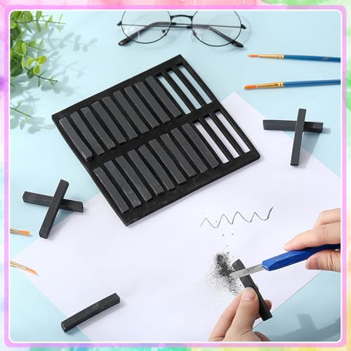 Watersay 24 Pcs Soft Pastel Drawing Chalk Set Square Sketch Chalk Non-toxic Artist Pastel Sticks for Professional Artists and Art Lovers(60 x 8 x 8 mm,Black) - color: Black