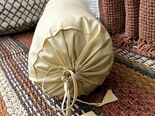 Saffron Bolster Removable Cover Cotton (Beige, 8"x24" (20 cm x 60 cm)) - color: Beige, size: 8" x 24"