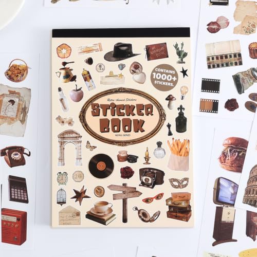 Washi Stickers Set Vintage Aesthetic Sticker Book for Journaling, DIY Decorative Paper Sticker Decals for Bullet Journal Art Scrapbooking Diary Card Craft Gift Album (Aesthetic Style 5) - style: Aesthetic Style 5