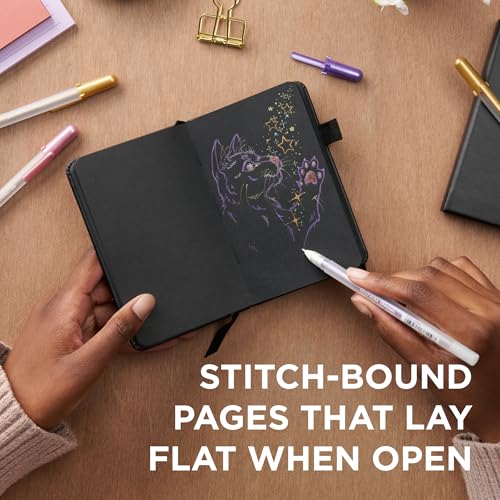 Sakura Sketchbook Pocket, Black Hardcover, Black Paper, 3.5 x 5.5, 2 Count | 160 Pages, Drawing Sketchbook for Visual Journaling, 140 GSM Paper, Ideal for Sketching, Illustration & Creative Expression