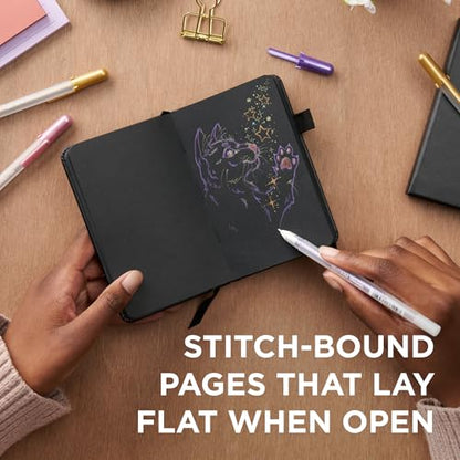 Sakura Sketchbook Pocket, Black Hardcover, Black Paper, 3.5 x 5.5, 2 Count | 160 Pages, Drawing Sketchbook for Visual Journaling, 140 GSM Paper, Ideal for Sketching, Illustration & Creative Expression