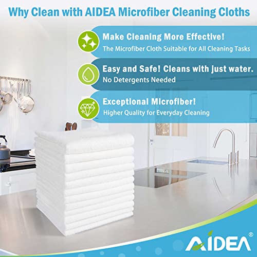 AIDEA White Microfiber Cleaning Cloth, 100PK, Cleaning Rags, 11.5"×11.5" - color: White