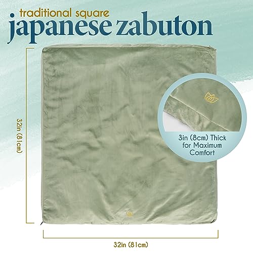 Florensi Meditation Cushion Velvet Floor Pillow with Buckwheat Fill - color: Grey Cushion