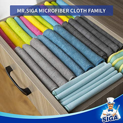 MR.SIGA Microfiber Cleaning Cloths, All Purpose Cleaning Towels, Pack of 6 | Ultra absorbent and soft microfiber towels for kitchen, car and household surfaces, Teal & Gray, 35 x 40 cm(13.8 x 15.7 inch) - size: 13.8 x 15.7 inch