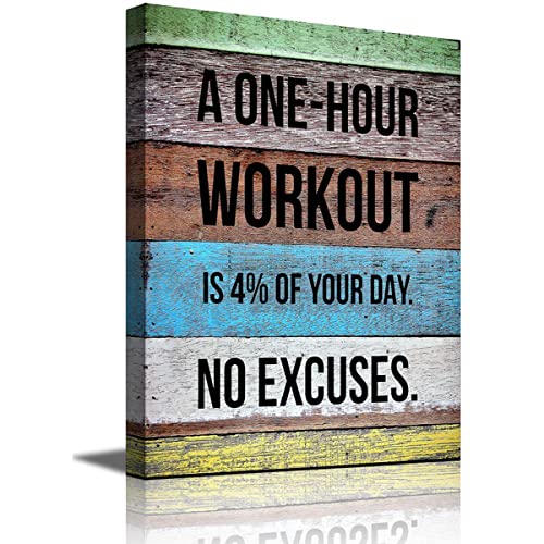 JXBYJP Workout Motivational Quote Gym Wall Art Fitness Bodybuilding | Inspirational Yoga Large Artwork for Office Bedroom Home Decor Framed 24x36inch Rustic Wooden Grain - color: Workout Motto, size: 36"L x 24"W