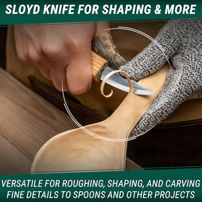 BeaverCraft S01 Wood Spoon Carving Knives Set Spoon Making Tools Kit Whittling Knife Hook Knife Right-handed Bowl Cup Kuksa for Beginners Woodworking Professional Wood Carving Kit