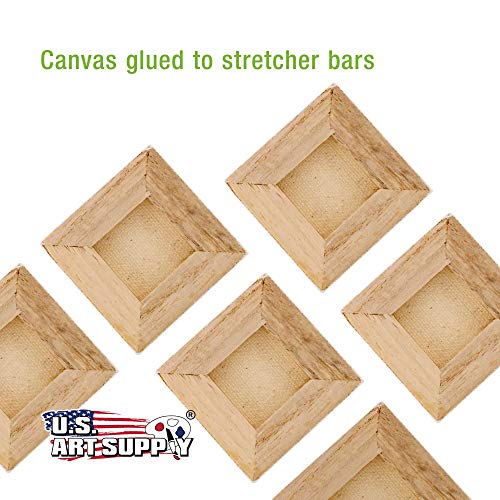 U.S. Art Supply 2" x 2" Mini Stretched Canvas for Painting Pack of 12 | Professional Primed - Ideal for Arts & Crafts - size: 2" x 2" - Pack of 12