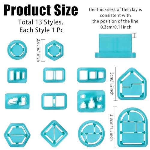 ORIGACH 13 Pcs Mini Bookshelf Polymer Clay Cutters Set | Book Vase Frame Design Clay Cutters for Polymer Clay Jewelry Earrings with a Clear Storage Box - style: Bookshelf