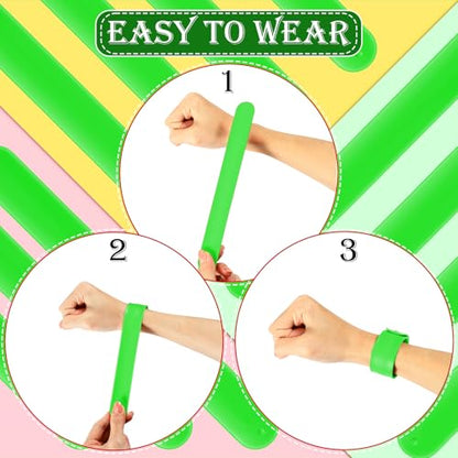 Gemscream 12 Pcs Silicone Slap Bracelets DIY Slap Bands Party Favors Bulk Blank Soft Wristband Wrist Snap Band for Craft Project DIY Painting Birthday Party Halloween Christmas - color: Green