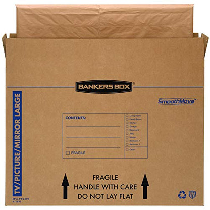 Bankers Box 4-Pack Large TV/Picture/Mirror Moving Boxes | Protect TVs, mirrors, and framed art with rigid moving boxes sized for flat, fragile items. - style: Large