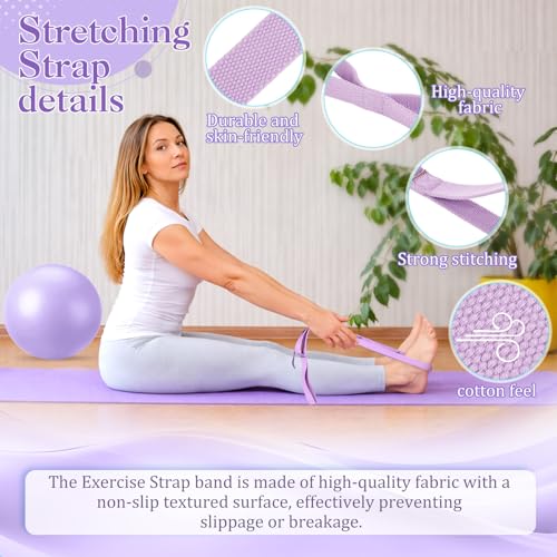 6-in-1 Yoga Balls and Yoga Block Set with Strap Foot Pump, Exercise Pregnancy Balls for Birthing, Pilates Kit Fitness Physical Therapy Home Gym Workout Equipment - color: Purple