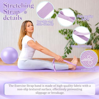 6-in-1 Yoga Balls and Yoga Block Set with Strap Foot Pump, Exercise Pregnancy Balls for Birthing, Pilates Kit Fitness Physical Therapy Home Gym Workout Equipment - color: Purple