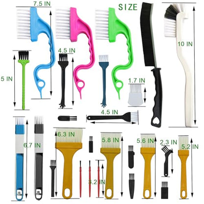 26Pcs Small Cleaning Brush, Crevice Cleaning Brushes for Small Spaces | Gap cleaning tool set, ideal for window grooves and deep crevice cleaning