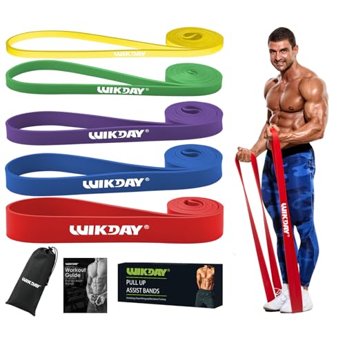 WIKDAY Resistance Bands for Working Out, Exercise Bands, Workout Bands, Pull Up Assistance Bands for Body Stretching Training Physical Therapy Muscle Training for Men & Women - color: 01 Multicolour, size: 8-100 lbs
