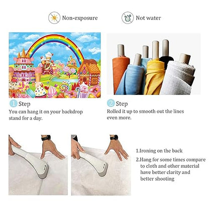 Candy Theme Party Backdrop Cartoon Rainbow Lollipop Sweet Donut Candy Photography Background for Kid Adult Candy Garage Door Decoration Banner Baby Shower Photo Props (10X6FT(120X72inch)) - size: 10X6FT(120X72inch)