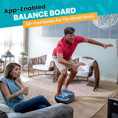 GoBalance Board - App-Enabled Balance Board. Smart Bluetooth Sensor, 12 FREE Interactive Games - Fun, Balance Training and Home Gym Workout! Boost Coordination & Strength for Teens and Adults