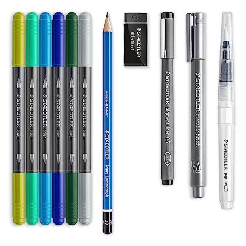 STAEDTLER 61 3001-2 Design Journey Hand Lettering and Watercolour Set - Mixed Set (Pack of 11 Pieces) - style: Hand lettering and watercolour set