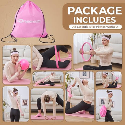 Pink Home Pilates Kit for Women, Ring, Ball & Resistance Bands