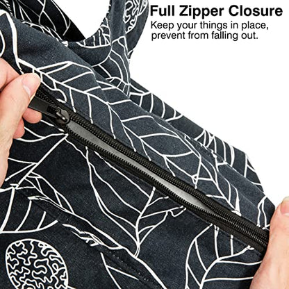 KUAK Extra Large Yoga Mat Bag with Zippered Top & 5 Pockets - Premium Canvas Tote with Yoga Mat Carrying Strap for Pilates, Gym, Fitness Block & Gear