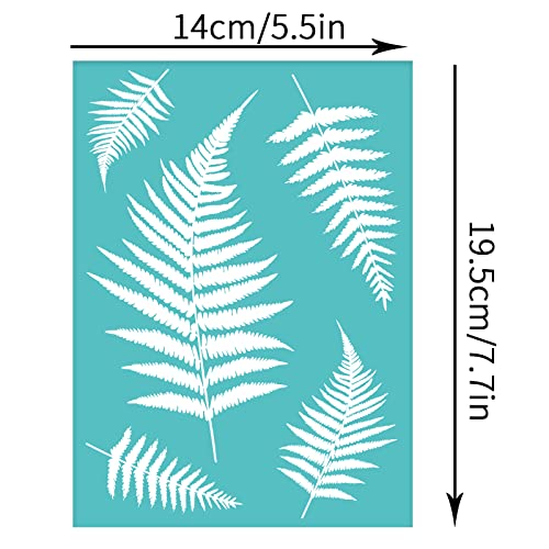 OLYCRAFT 2Pcs Self-Adhesive Silk Screen Printing Stencil Leaf Stencils Plant Mesh Transfer Stencil Reusable Silk Screen Stencils for Painting on Wood T-Shirt Fabric - 7.7x5.5 Inch - color: Fern Leaf