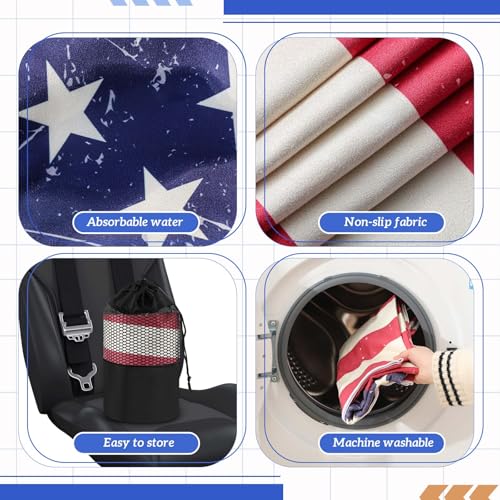 Hahafelt 2 Pack Car Seat Towel Cover with Storage Bag, American Flag | 63 x 32 in Car Towel Seat Cover Non Slip Waterproof, Gym Workout Swimming Running, Machine Washable Sweat Absorbent Protector - style: American Flag