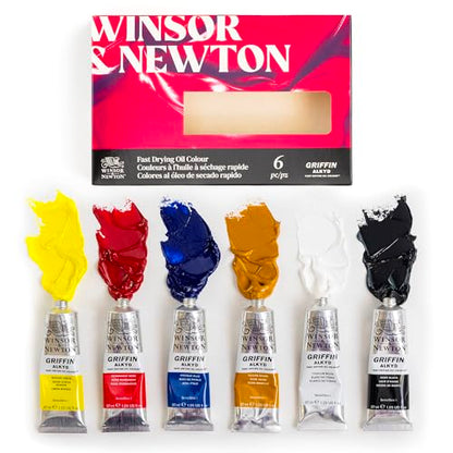 Winsor & Newton Griffin Alkyd Fast Drying Oil Paint, Beginners Set, 6 x 37ml Tubes